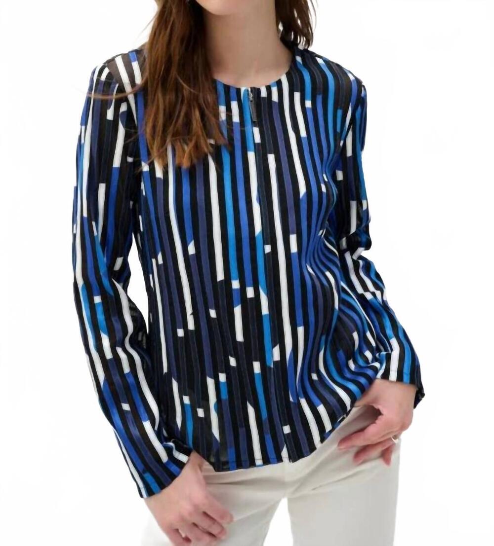 NEW JOSEPH RIBKOFF soutache geometric jacket in black & royal blue